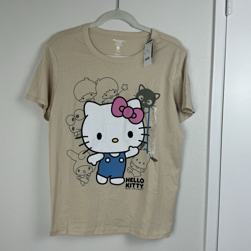 Sanrio Hello Kitty & Friends Women's Size Large Tan Biege Short Sleeve T-shirt